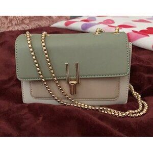 New Color-Block Crossbody Bags for Women Leather Cross Body Purses (Green)